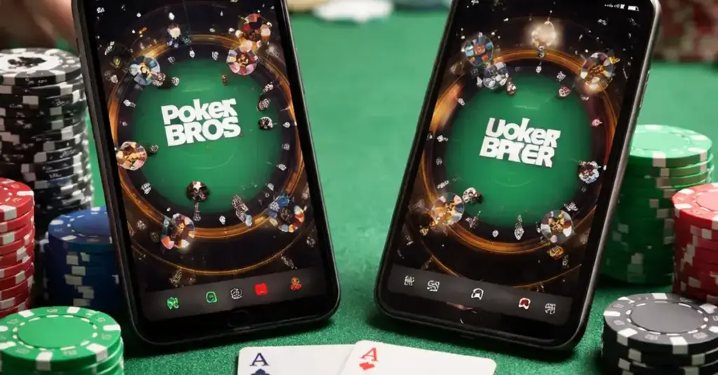PokerBros vs UPoker, private poker app comparison, best poker app